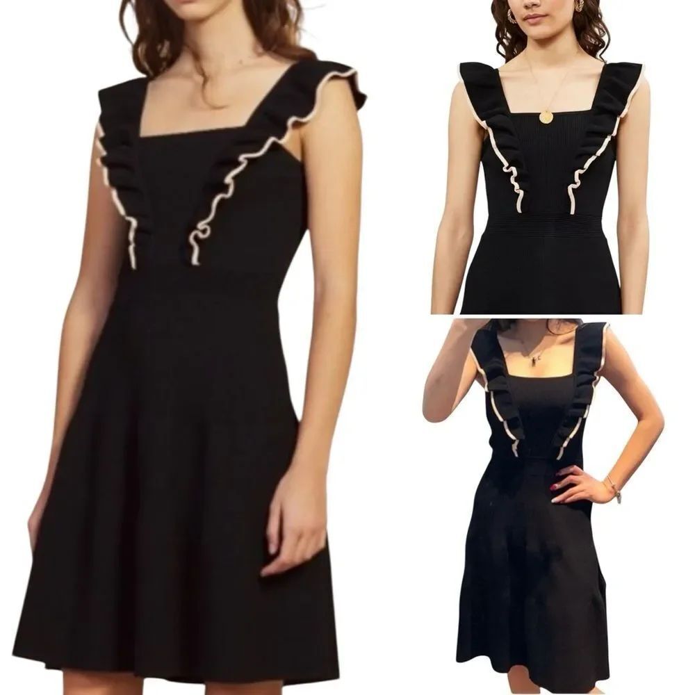 Sandro Tristian Ruffle Sleeveless Ruffle Strap Dress Sz S NWT